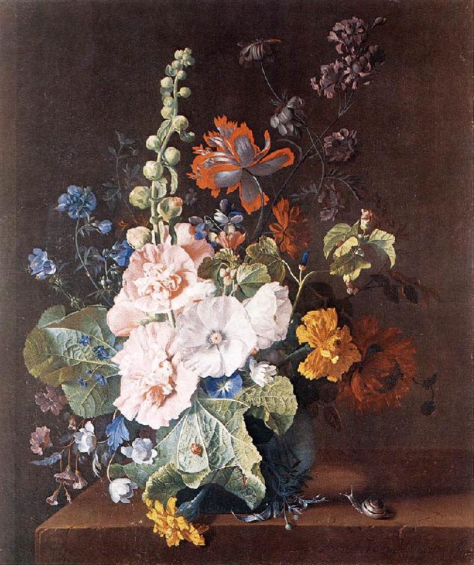 HUYSUM, Jan van Hollyhocks and Other Flowers in a Vase sf oil painting picture